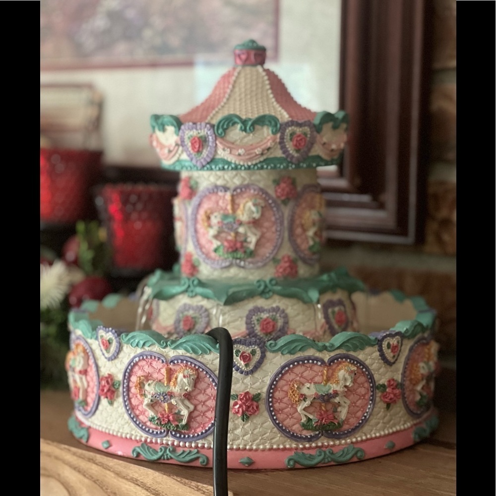 🩷 Rare Vintage Pink Victorian Carousel Horse Water Fountain Collectible‼️FINAL
